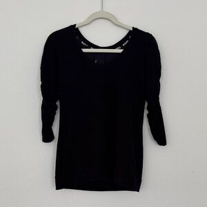 Dolan Black Ruched Sleeve Top